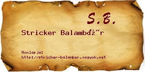 Stricker Balambér névjegykártya